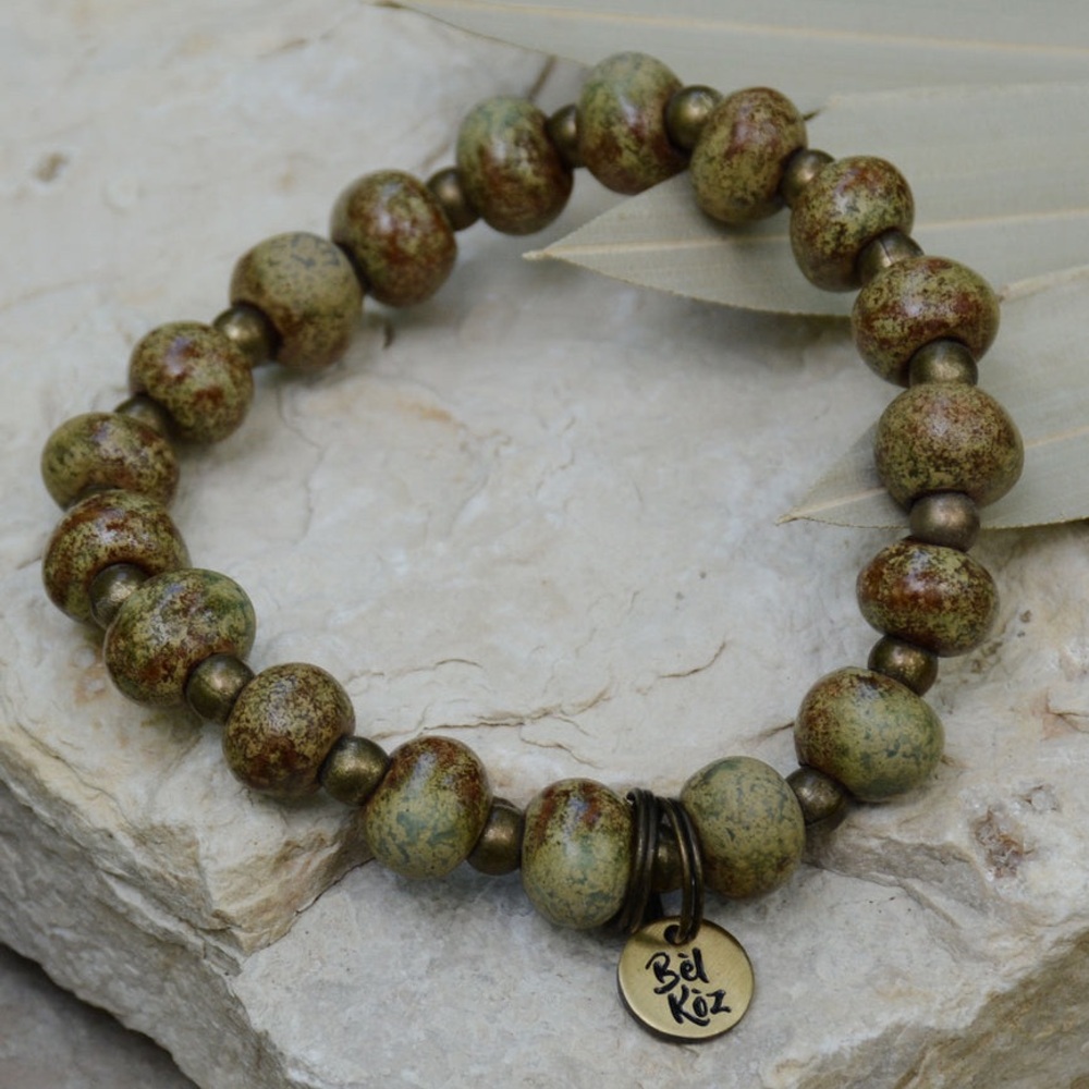 Bel Koz Round Clay Bead Bracelet - Old Copper